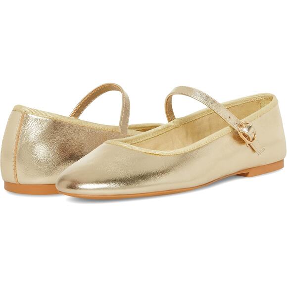 Steve Madden Violette Faux Leather Ballet Flats Slip On Ballerina Gold Size 8.5M - Picture 1 of 11